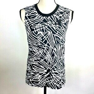 Nike Sleeveless Top Black White Design Hi-low Hem Cotton Size XS
